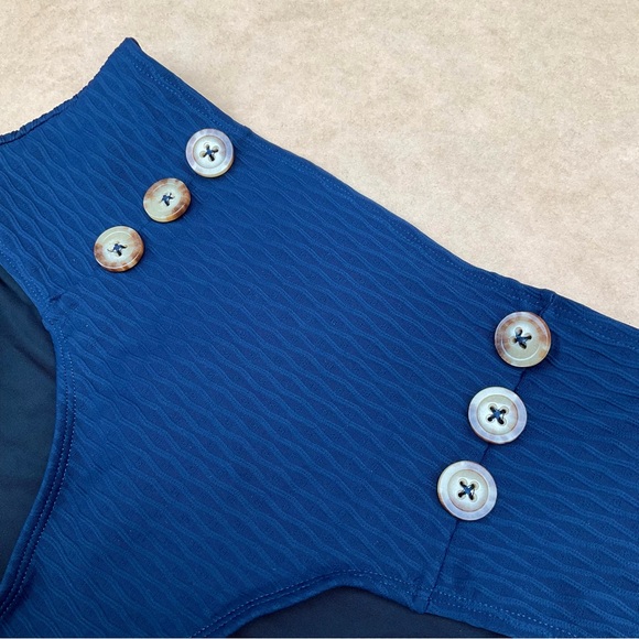 J. Crew & Shoshanna ❉ Nautical Navy Bikini Top & High Waist Bottoms 2pc Swimsuit - Picture 9 of 13